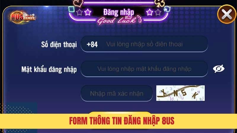 Form thông tin đăng nhập