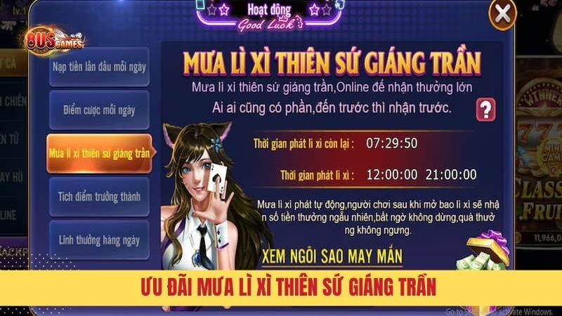 Ưu đãi Mưa lì xì thiên sứ giáng trần cực khủng